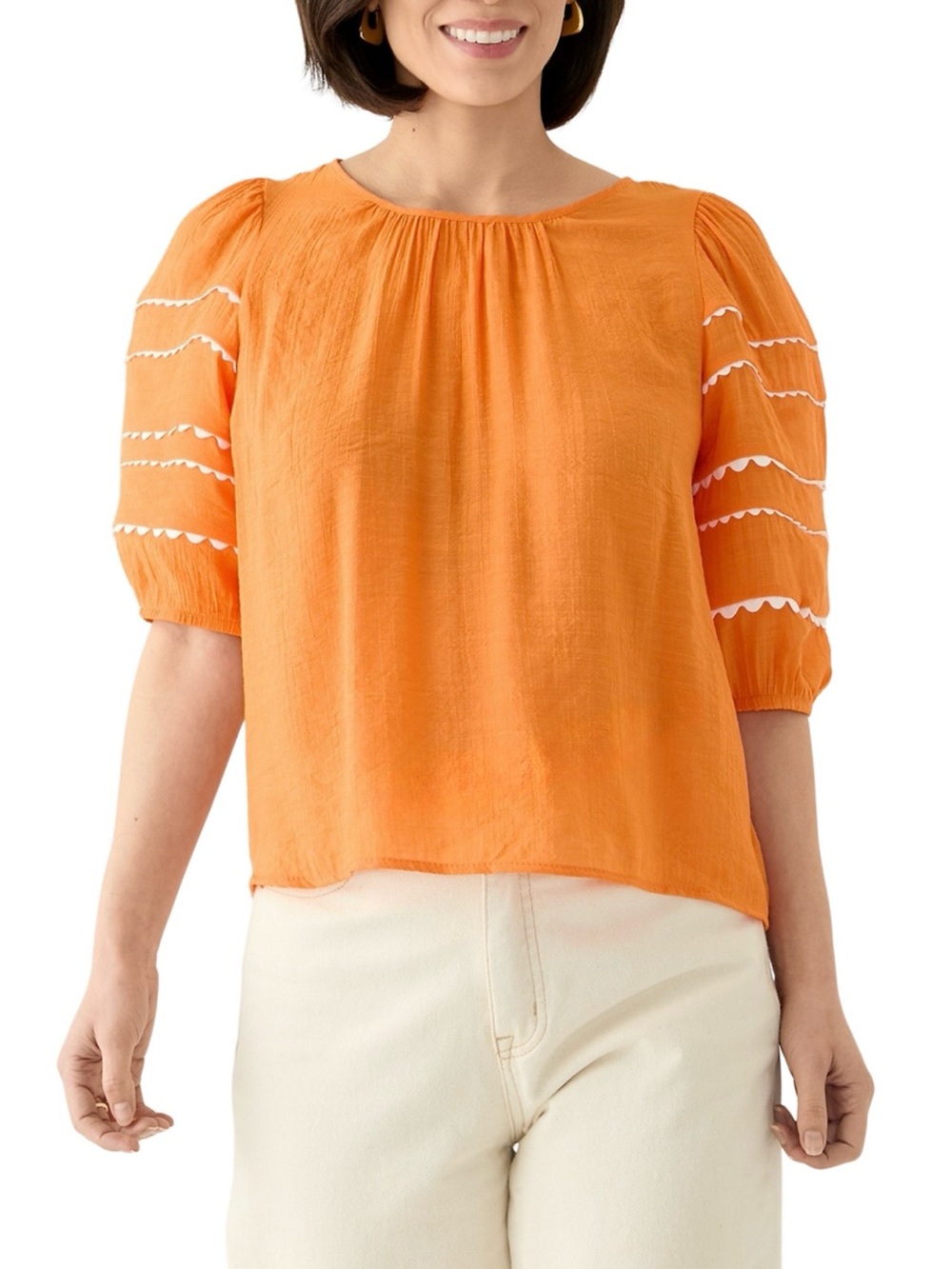 NWT Sharagano Petite Detailed Elbow Puff Sleeve Top - PL
